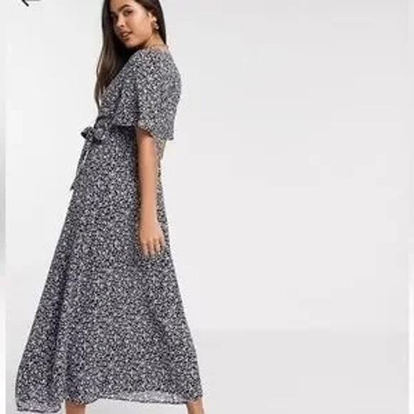 Vila Floral Wrap Maxi Dress EU 36 US 4 Boho Flowy Cottagecore Summer Feminine - Picture 2 of 15